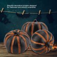 thumbnail image 4 of Calabaza decorativa con patrón de tiras de PVC para Halloween, otoño, adorno de decoración de mesa (negro), 4 of 8