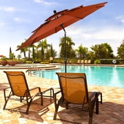 MF Studio 10ft Patio Umbrella 3 Tier Vented Outdoor Market Table Umbrella with Crank and Tilt All Aluminum Frame Orange Red