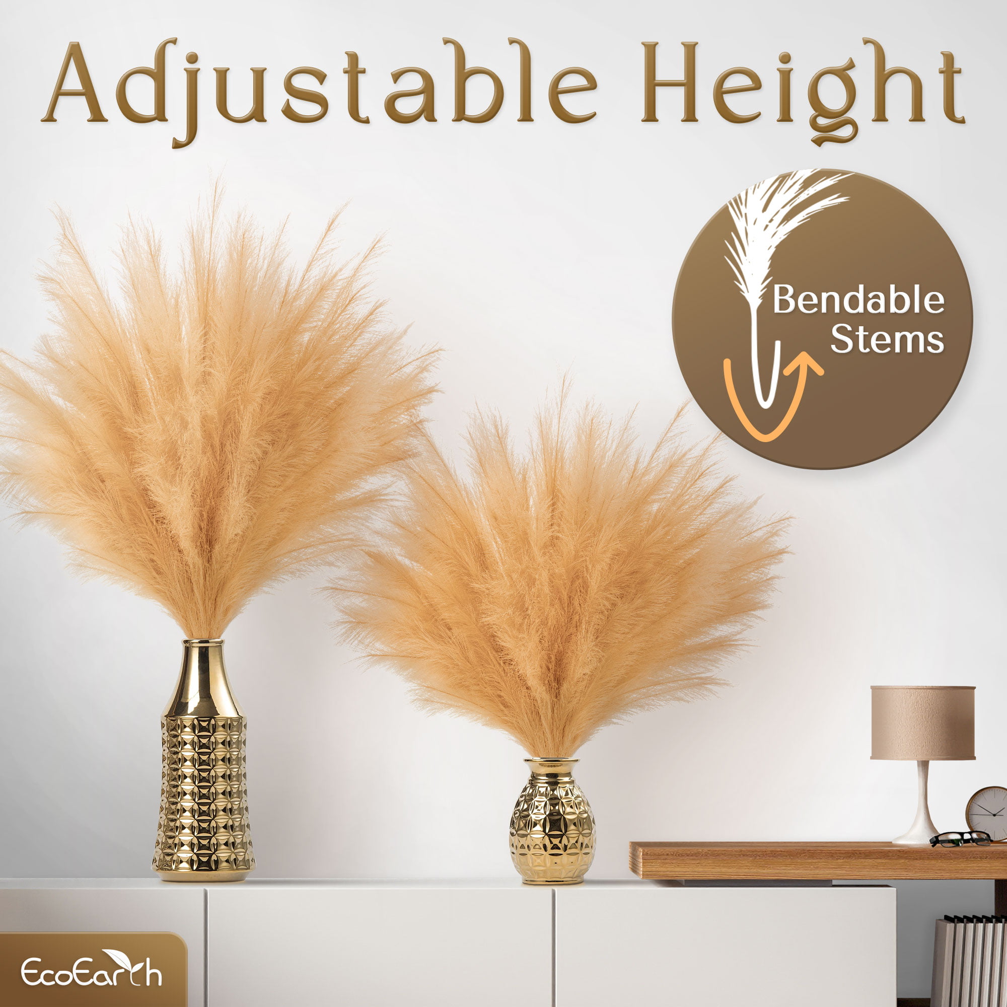 Faux Pampas Grass Pink Blossom Blvd - 3 43 Stems Fluffy pink feathers for  vases - Pink Boho Decor - tall pampas grass for floor vase - pink
