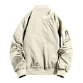 thumbnail image 3 of YUGYXL Mens Bomber Jacket Men's Lightweight Cotton Flight Bomber Jacket Casual Windbreaker Outfits Trendy Beige Jackets, 3 of 8