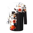 thumbnail image 5 of HKEJIAOI Femmes 3/4 Manches Tops Imprimé Floral Tunique Blouse L d'Été, 5 of 5
