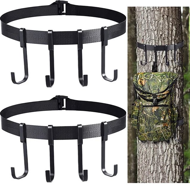 Ganchos TAKTUK para colgar herramientas, ganchos negros para árbol de caza, soporte para árbol con 4 ganchos metálicos, accesorios para colgar equipo de caza de Tre Accessories, artículos en