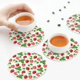 thumbnail image 3 of KLL Drink Coasters Set Round Shape of 4,PU Leather Absorbent Coasters Set Decorative Coffee Cup Coasters Housewarming Gift for Home Decor-Strawberry, 3 of 5