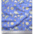 thumbnail image 1 of Soimoi Blue Poly Georgette Fabric Star Anise,Lemon & Garlic Vegetable Decor Fabric Printed Yard 42 Inch Wide, 1 of 3