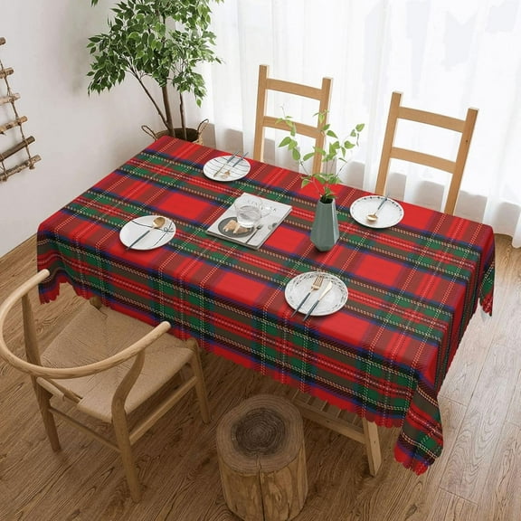 Rectangle Table Cloth, Scottish Red Clan Plaid Tartan Resistant Washable Tablecloth Decorative Table Cover for Dining, Indoor and Outdoor