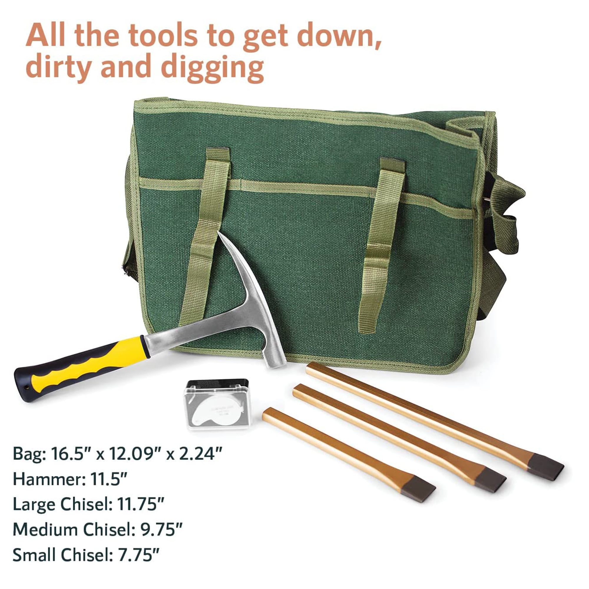 Upper Midland Products Rock Pick Hammer & Chisel Set with Musette Tool Bag