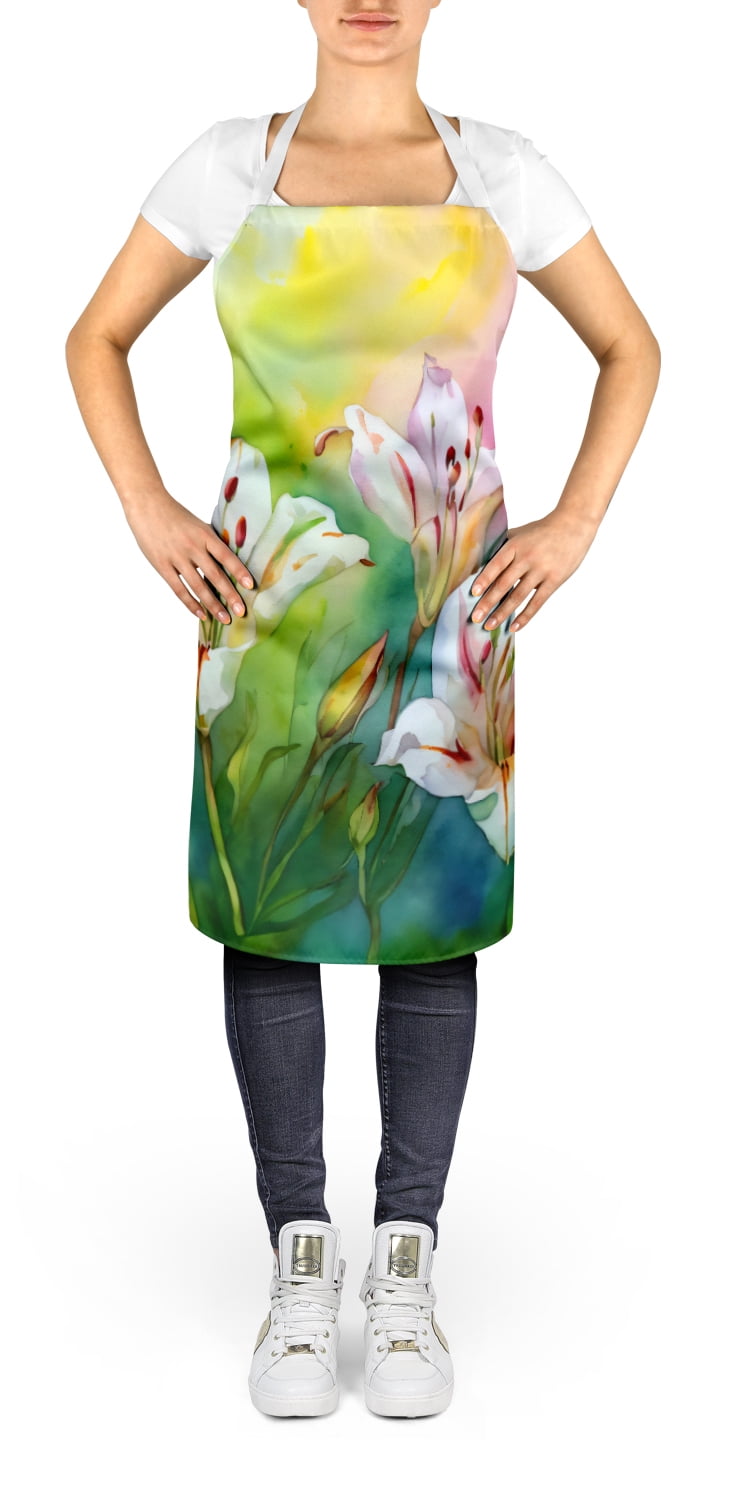 Utah Sego Lilies in Watercolor Apron 27 in x 30 in