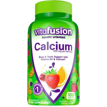 vitafusion Calcium Gummy Vitamins, Fruit and Cream Flavored Chewable Calcium Vitamins, 100 Count