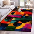 thumbnail image 2 of Abstract Face Washable Area Rugs 2.7'x5', Colorful Boho Modern Geometric Splicing Low Pile Throw Living Room Rug Non-Slip Sturdy Edge Binding Carpet for Indoor Entryway Bedside Kitchen, 2 of 9