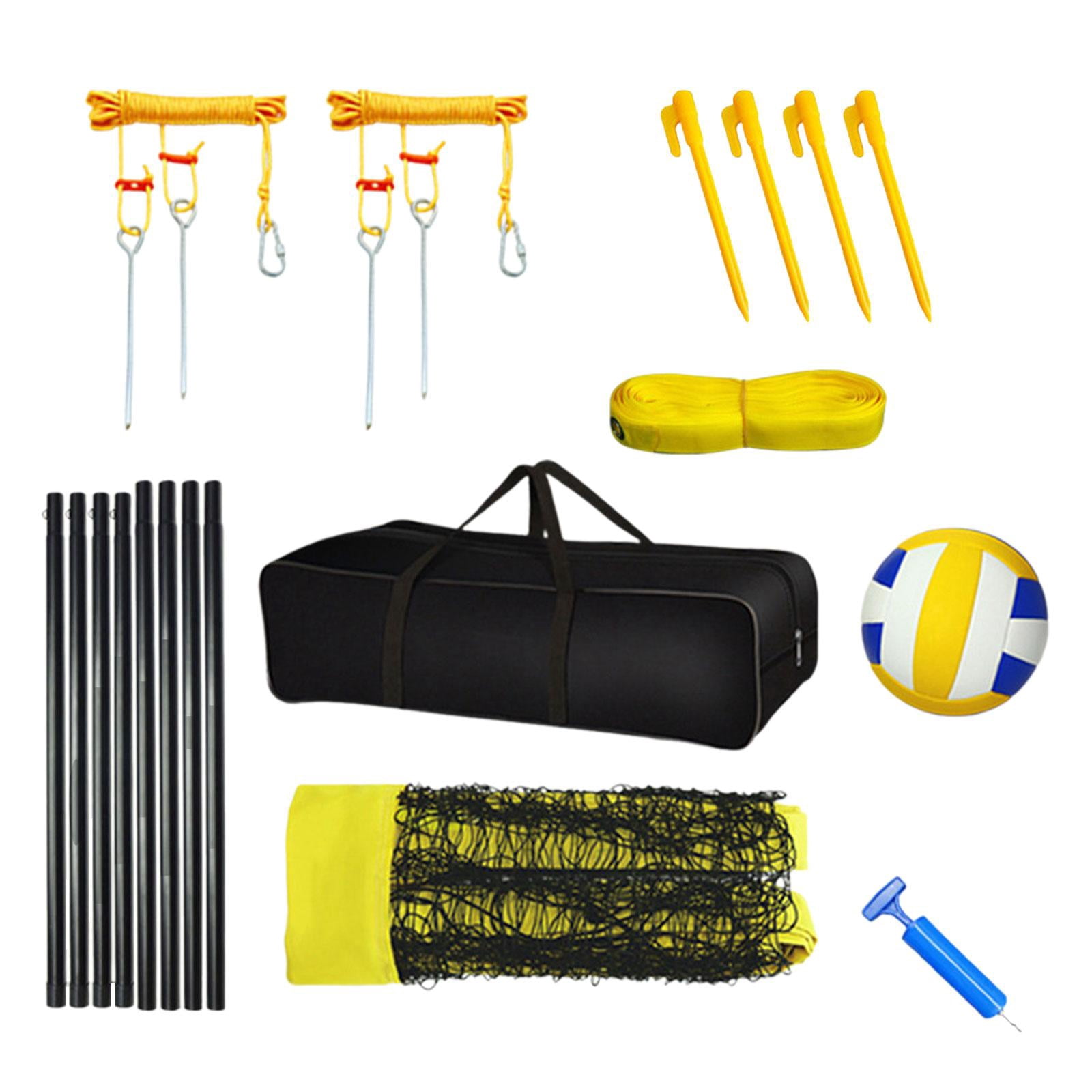 DimyFew Volleyball Set Adjustable Poles Carrying Bag Pump Portable Volleyball Net System