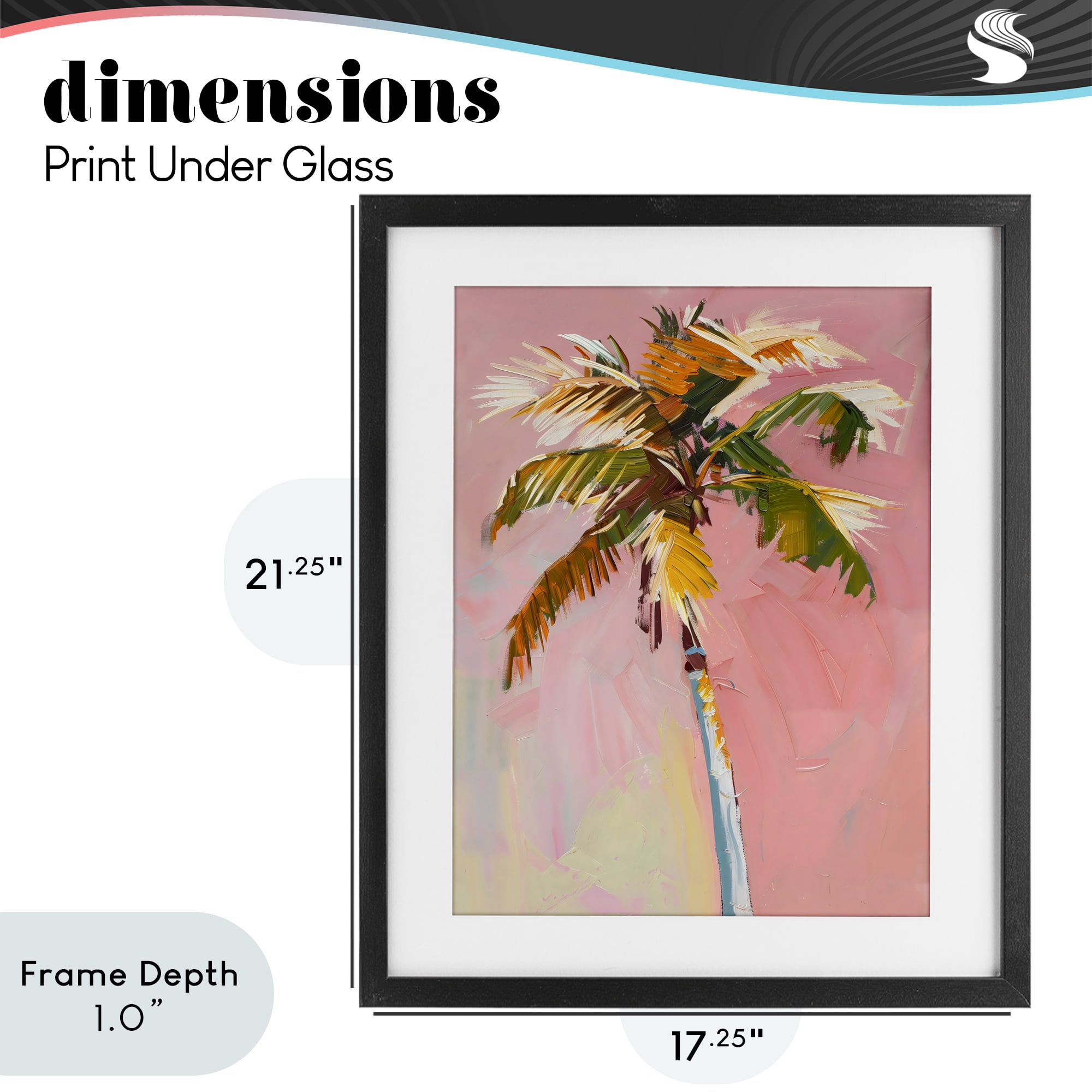 Stupell Industries Pink Palm Summer Oasis Black Framed Print Under Glass, design by The Prints Vibe
