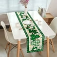 St Patrick Table Runner, Shamrock Black and Green Buffalo Plaid Coffee