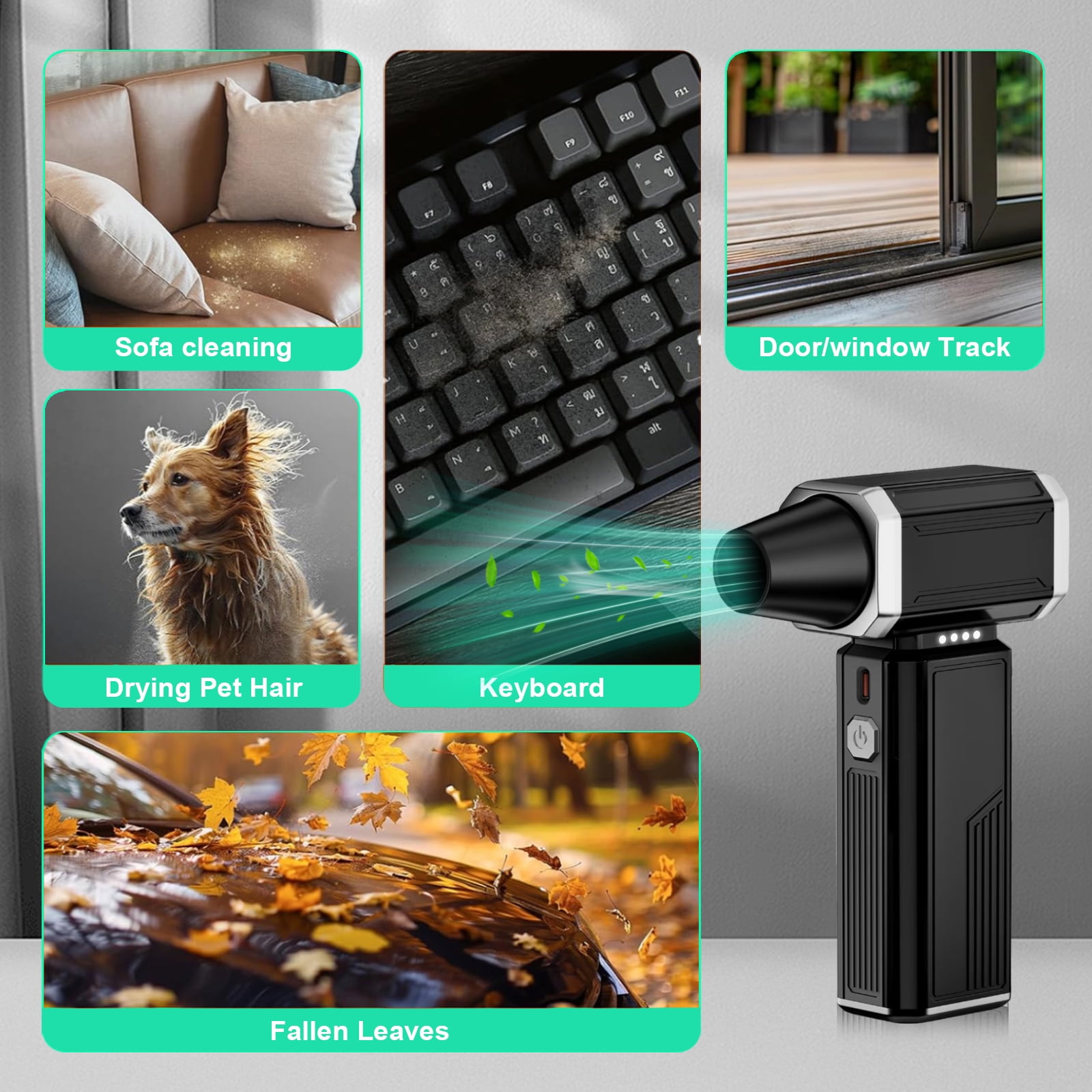 MHCABSR Portable Cordless Air Duster, Rechargeable 7500mAh Battery, Blow Nozzle for Computer, Keyboard, PC, Cars