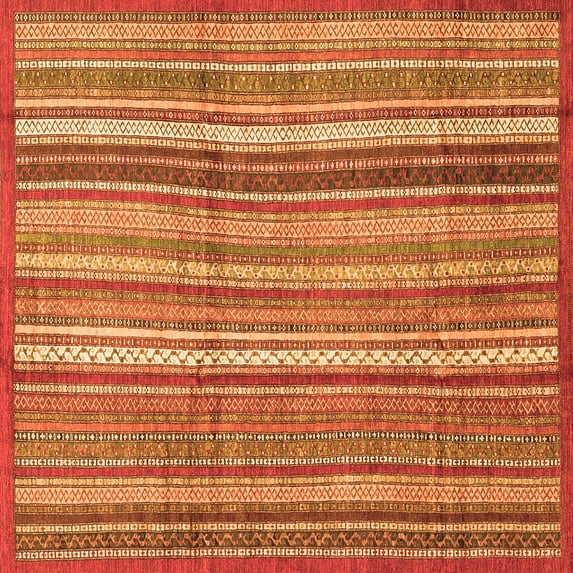 Ahgly Company Indoor Square Abstract Orange Modern Area Rugs, 3' Square