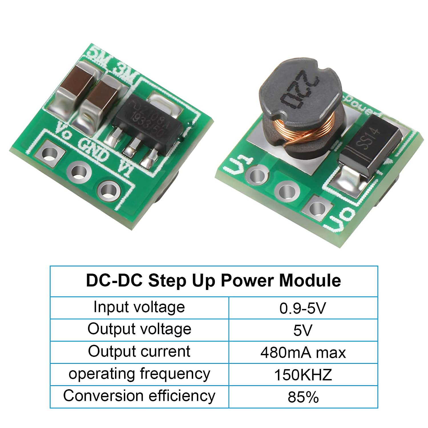 DaFuRui 2pcs Mini DC Boost Converter Regulator Module,USB DC-DC Step up 3V to 5V 1A Convert Voltage Regulator Board for Mobile Phones、MP3、MP4 and PSP 8523903969