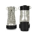 thumbnail image 2 of Unique Bargains Women's Lace Up Platform Chunky Heel Combat Booties Silver (Size 10), 2 of 6