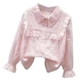 thumbnail image 4 of Ticikt Girls Long Sleeve Blouse, Basic Layering Matching Kids Polo Shirts, Ruffle Collar Student School Uniform Shirts, 4 of 4
