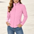 thumbnail image 3 of Full-Zip Fleece Jackets for Women No Hood, Long Sleeve Stand Up Collar Winter Casual Fuzzy Coat with Pockets (XL, Pink), 3 of 8