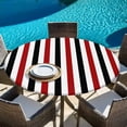 thumbnail image 6 of Red Black Stripe Round Tablecloth, Fitted Table Cover with Elastic for 55"-60" Round Tables, Geometric White Vertical Striped Table Cloth Outdoor Indoor Dinning Party Waterproof Tablecloths, 6 of 7