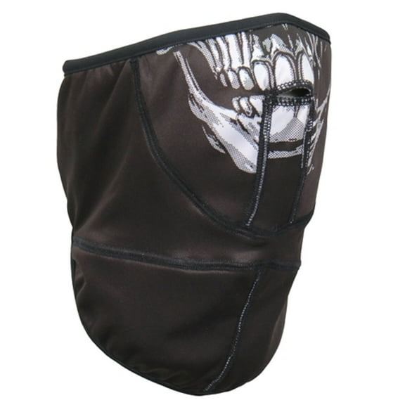 SKULL FACE WRAP - Hook and Loop Fastener Fleece Lined Soft Neck Warmer Adjustable Back Closure FACEWRAP - One Size