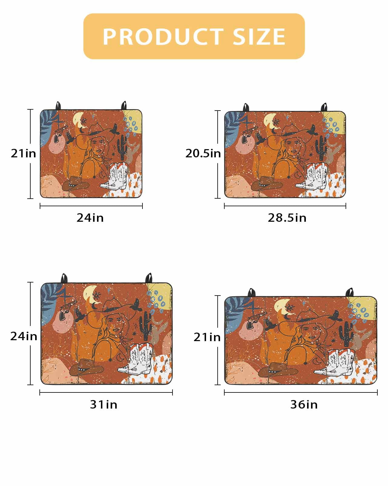 Large Induction Cooktop Protector Mat Western Cowboys Stove Top Covers for Electric Stove, Vintage Boho Abstract Cactus Orange Decorative Stove Burner Cover Mats, Glass Top Stove Cover
