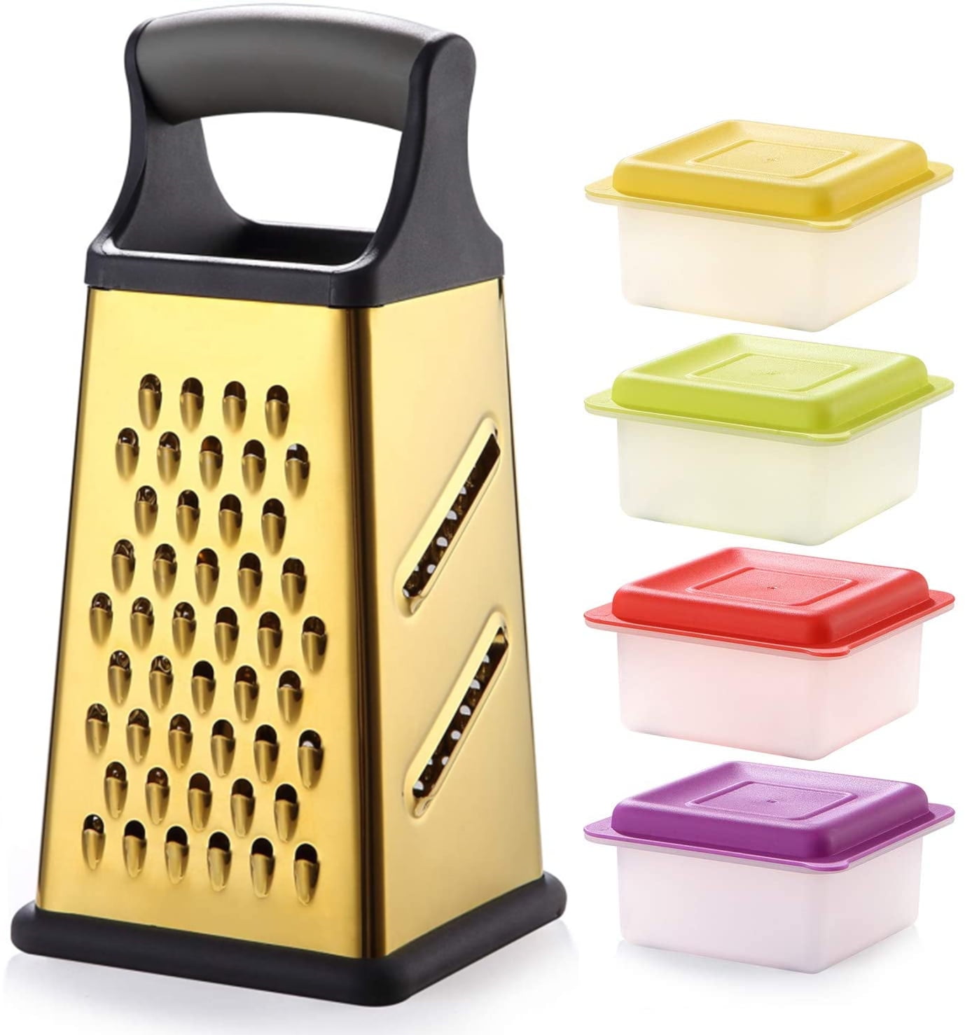Marco Almond 4-Way Rainbow Box Grater with Comfort Handle, Stainless-Steel  Blade Grater For Kitchen , Cheese Grater, Veggie Slicer for Cooking & Meal  Prep 