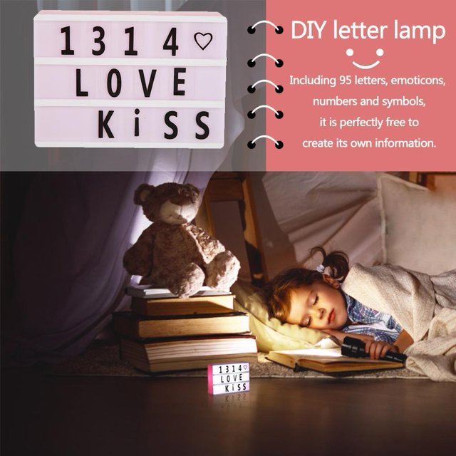 Encendiendo Encendiendo Caja de luz LED de cine con combinación de letras A6 para bricolaje, lámpara alimentada por batería (rosa)