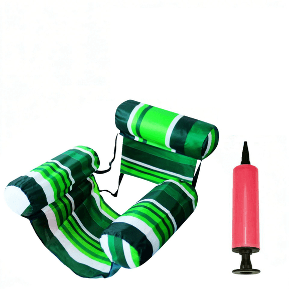 Inflatable Water Floating Chair, 4-in-1 Multifunctional with Hand Pump, Striped PVC, Pool Beach Relaxation Lounger