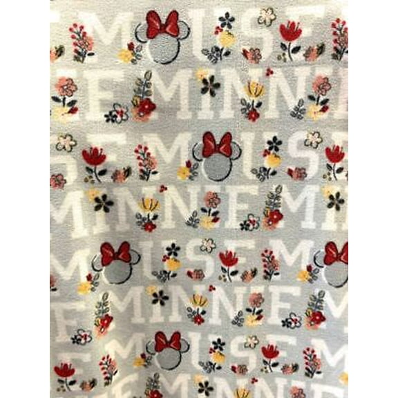 Minnie Mouse Grey Fleece Fabric (1 Yard)