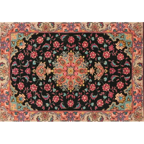 Ahgly Company Machine Washable Indoor Rectangle Traditional Orange Salmon Pink Area Rugs, 8' x 10'