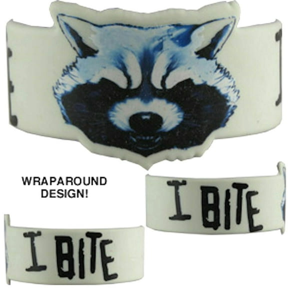 Guardians Of The Galaxy Wristband Rocket I Bite PVC Rubber Wrap Around Design