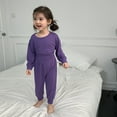 thumbnail image 5 of Lcxweerr Toddler Kids Little Child Modal Tencel Sleepwear 2PCS Sleepwear Solid Color Long Sleeve Shirt Long Pants Pajamas for 2-8 Years Loungewear, 5 of 10