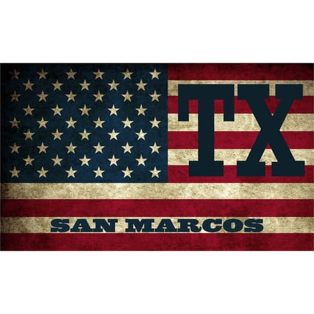 San Marcos TX Texas Hays County Vintage US Flag Decal Bumper Sticker 3M Vinyl 3 x 5