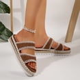 thumbnail image 4 of Rokment Stitching Espadrilles Platform Beach Sandals for Women Fashion Casual Height Increasing Flatform Comfortable Walking Chunky Flat Dress Slip on Slides Summer Vacation Brown Size 9, 4 of 6