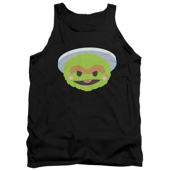 Sesame Street Oscar The Grouch Kawaii Face Unisex Adult Tank Top, Black, 2X-Large
