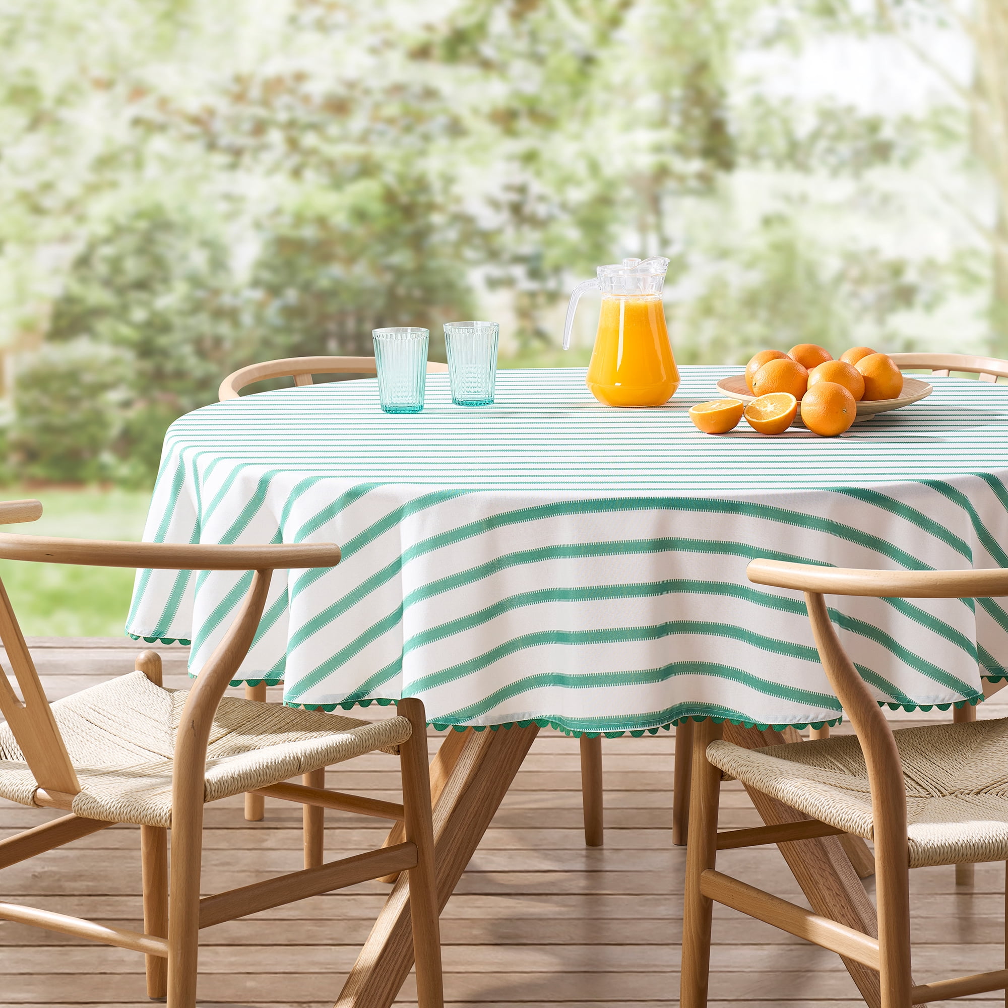 Mainstays by Becky G. & Alejandra Fabric Tablecloth, Green Stripe