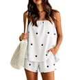 thumbnail image 5 of JFOPQVSM Women 2 Piece Matching Sets Striped Tube Top Shorts Sets Summer Polka Dot Vacation Outfits Casual Short Set with Pockets,Lightweight, 5 of 6