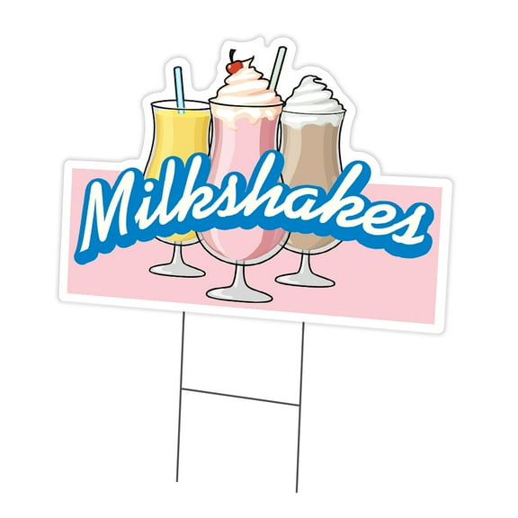 SignMission C-DC-1824-DS-Milkshakes 18 x 24 in. Yard Sign & Stake - Milkshakes