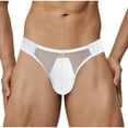 thumbnail image 2 of NoxwB Men's Sexy Translucent Bulge Pouch Jockstrap Briefs Low Waisted Cover Buttock Underpants Trendy Casual Underwear White M, 2 of 3