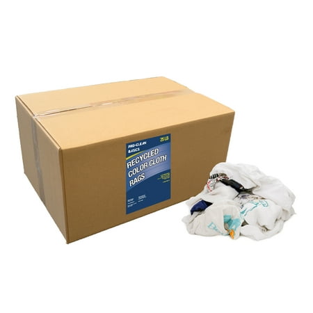 Pro-Clean Basics Recycled Multicolored T-Shirt Cloth Rags, 25 lb. Box