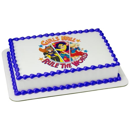 Dc Super Hero Girls Girls Rule 7 5 Round Sheet Image Cake Topper