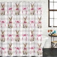 thumbnail image 3 of Shower Curtain Bathroom Set Easter Rabbit Pink Bow Waterproof Fabric Shower Curtains with Grommets&Hooks, Seamless Bunny Gray Buffalo Plaid Privacy Bath Curtain for Bathtub 72x72in, 3 of 9