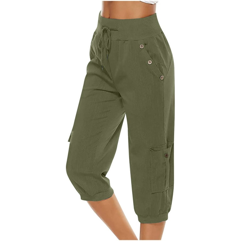Sksloeg Sweatpants for Teen Girls Petite/regular/tall Women's 7/8 Pants  Drawstring Casual Lounge Joggers Travel Sweatpants,Green XXXL 