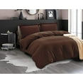 thumbnail image 1 of Mocassi 3-Piece Duvet Cover Set, 1800 Thread Count, Button Closure, Solid Color - Cooling, Breathable Material- Wrinkle, Fade, Stain Resistant, King/California King, Brown, 1 of 5