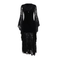 thumbnail image 6 of IWRICH Women's Gothic Velvet Lace Patchwork Maxi Dress Sheer Lace Sleeves Long Bell Dresses Chain V-Neck Halloween Party Outfits Black L, 6 of 9