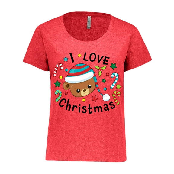 Inktastic I Love Christmas Cute Teddy Bear Women's Plus Size T-Shirt