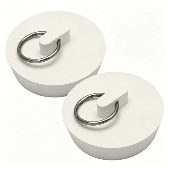 ACDANC 2 Pack Rubber Drain Stopper - Fits 1-3\/4 Inch to 1-7\/8 Inch Leak-Proof Plugs for Bathtub & Kitchen Sink,Heavy Duty Bath Tub Seal with Hanging Ring (White)