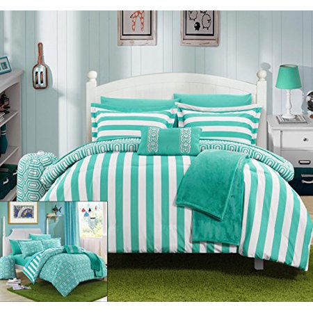 Chic Home 8 Piece Paris Reversible Geometric And Striped