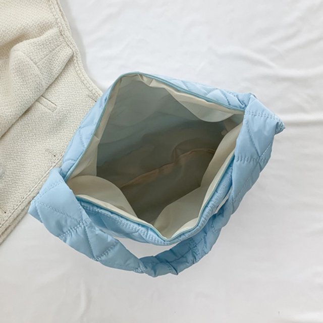 Bolsa de hombro acolchado para mujer acolchado de algodón informal Color sólido para el trabajo (Azul) Sywqhk Para Estrenar