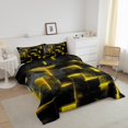 thumbnail image 3 of YST Yellow and Black Geometric Comforter Set Twin,3D Square Plaid Bedding Set for Girls Boys,Glowing Neon Geometry Comforter Set Reversible Soft,Abstract Checkered Quilt Bed Set 2Pcs, 3 of 5